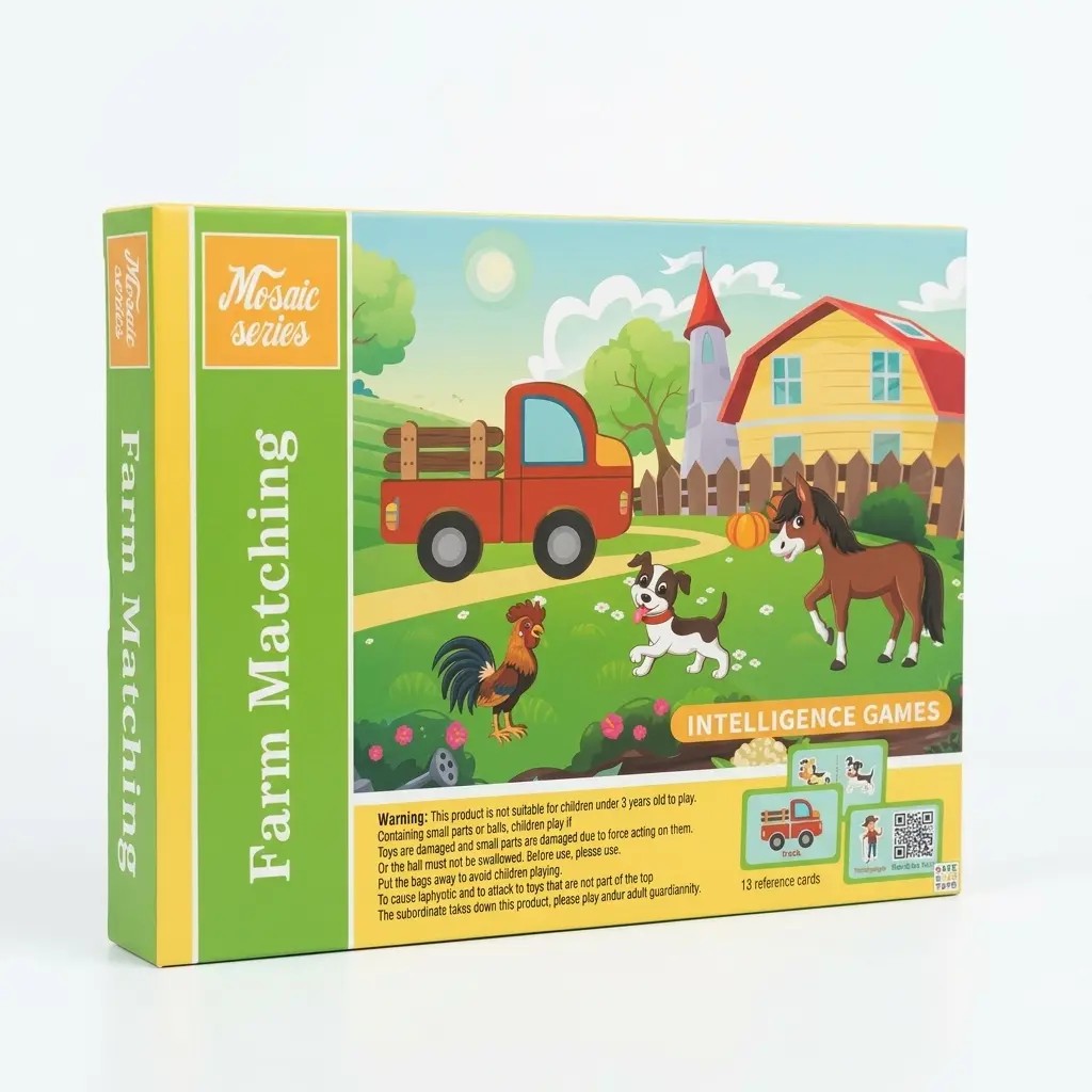 Drvena edukativna igra Farma – kutija sa motivima farme